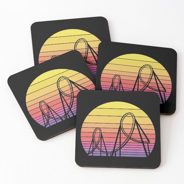 Artikelvorschau, Achterbahn Vergnügungspark Vintage Retro Sonnenuntergang entworfen und verkauft von CuteDesigns1.