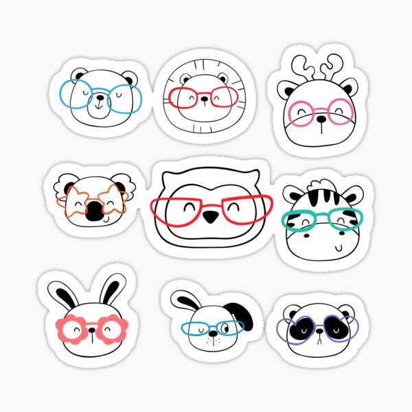 Animal faces with glasses Sticker