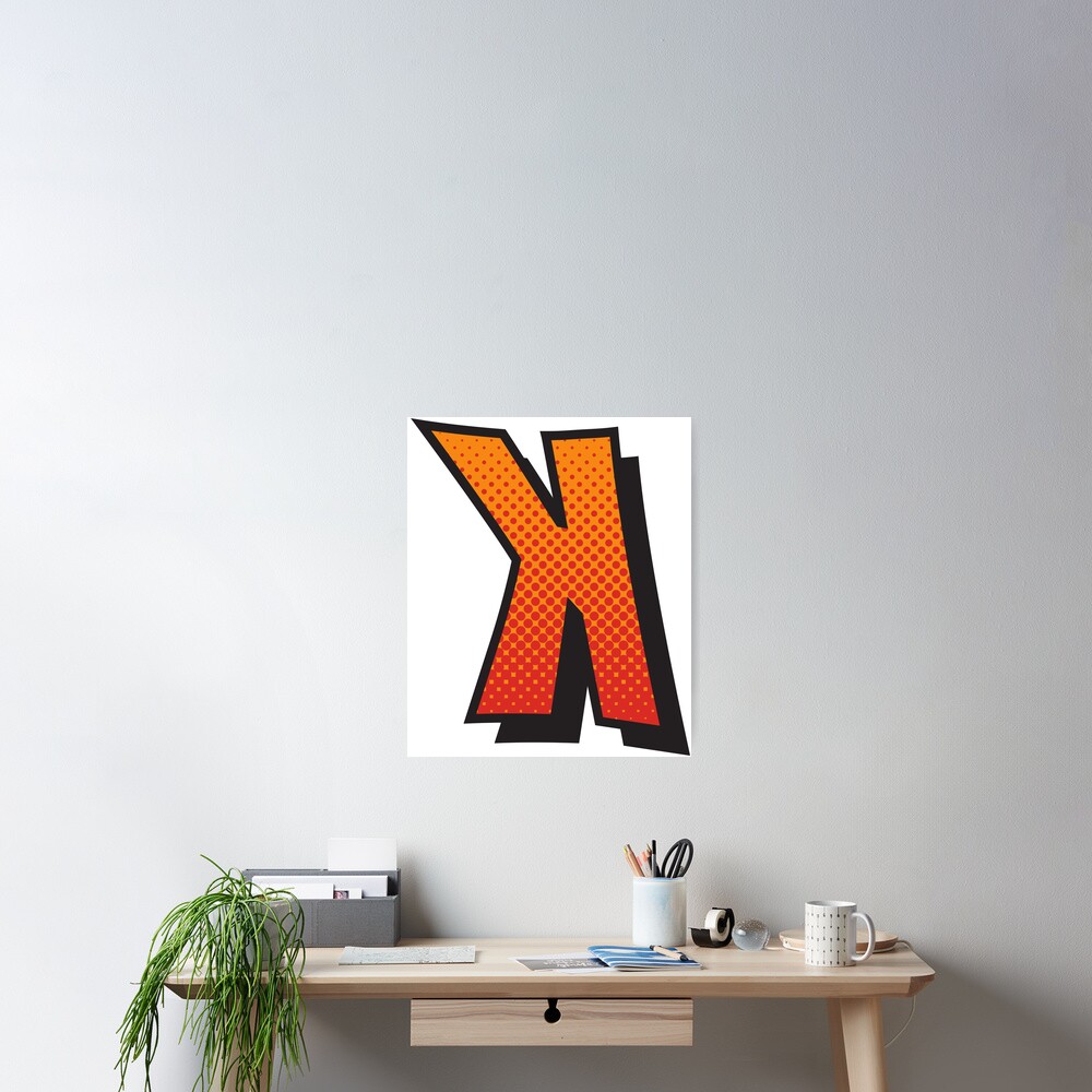 "Backwards letter letter K illustration colorful design" Poster for