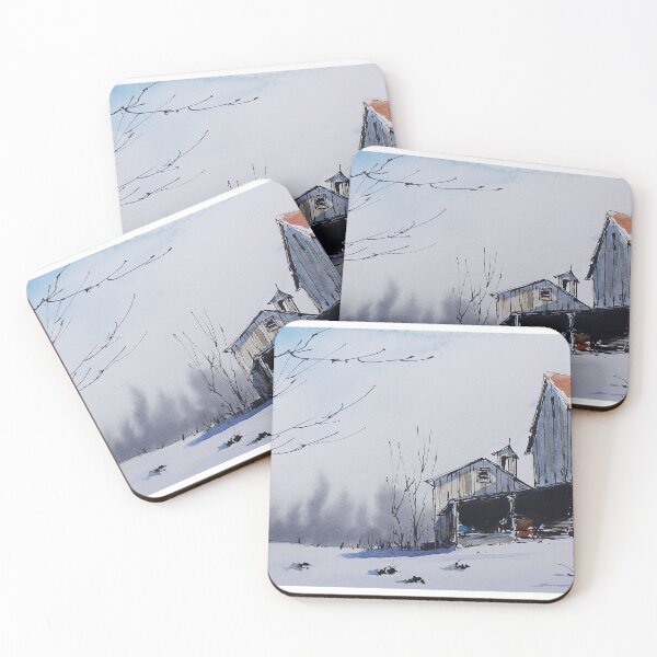 Item preview, Winter scene barn Line and Wash By Nil Rocha art designed and sold by NilRochaArt.
