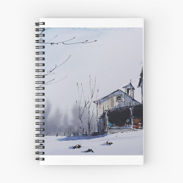 Item preview, Winter scene barn Line and Wash By Nil Rocha art designed and sold by NilRochaArt.