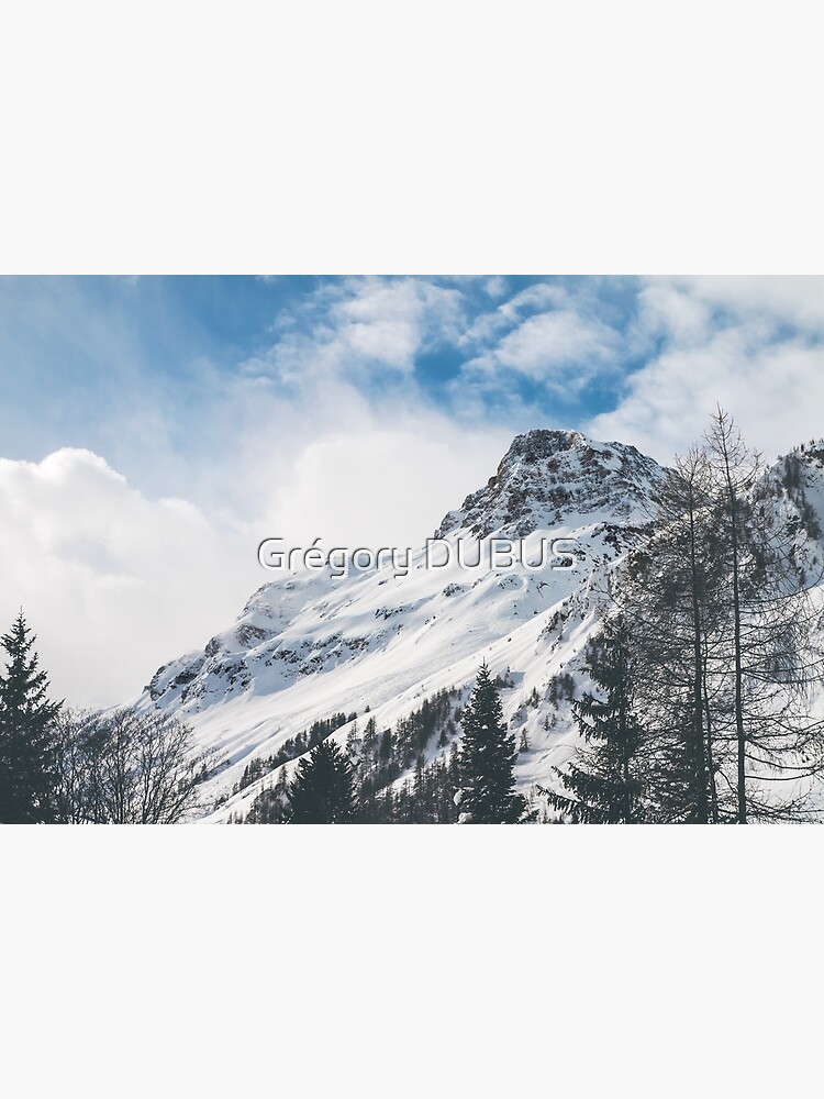 Disover Beautiful snowcapped french Alps mountain peaks in winter Premium Matte Vertical Poster