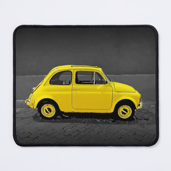 Item preview, A classic Fiat 500 Italian car in yellow and black designed and sold by Retro Futurist.