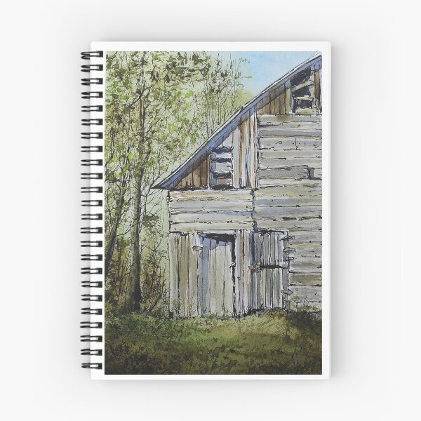 Item preview, Barn watercolor line and wash art by Nil Rocha art designed and sold by NilRochaArt.