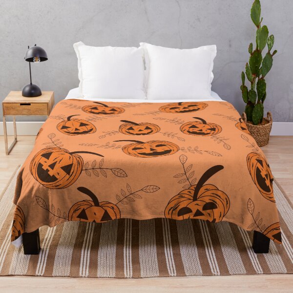 Item preview, Autumn leaves and spooky pumpkins  pattern  designed and sold by Yasminepatterns .
