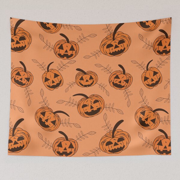 Item preview, Autumn leaves and spooky pumpkins  pattern  designed and sold by Yasminepatterns .