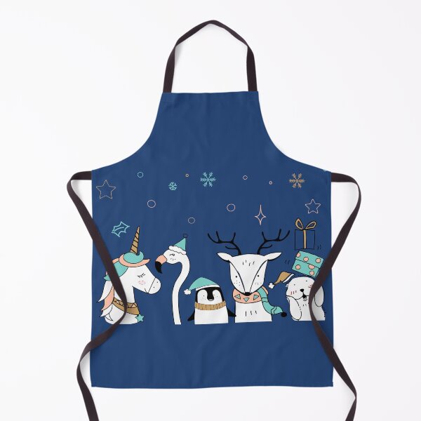 Item preview, North Pole Winter Drawings Night Sky Snowing - Cute animals wearing winter clothing designed and sold by DiviaDesigns.
