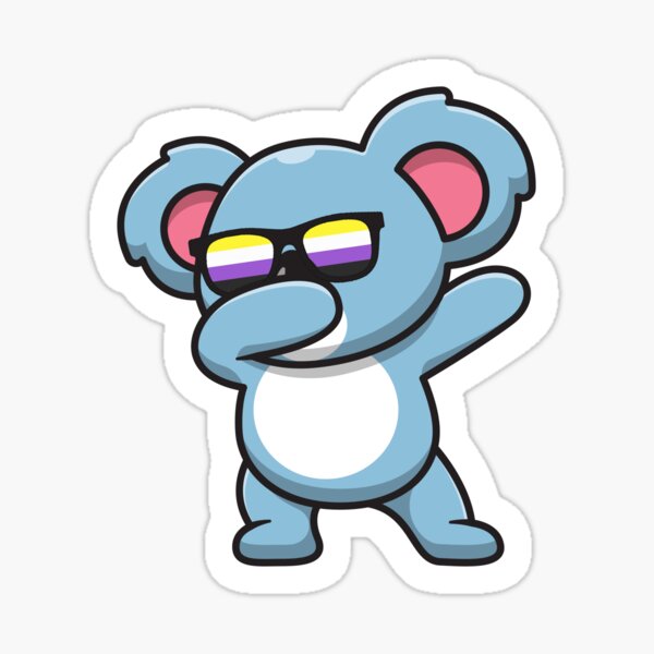 non binary koala non binary dabbing sticker by insanius redbubble