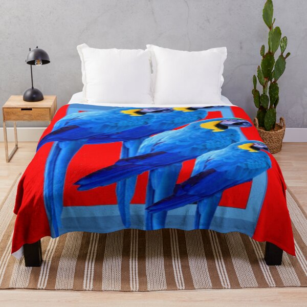 Item preview, BLUE PERCHED MACAWS PATTERN RED ART ABSTRACT designed and sold by sharlesart.