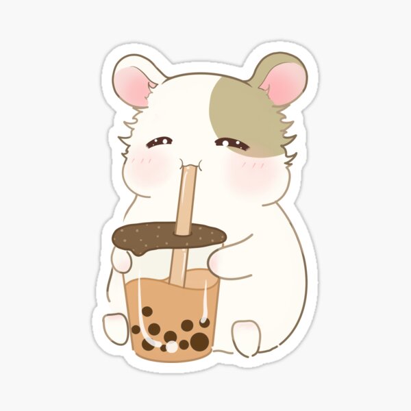 Cute Little Hamster Drinking Boba Tea Sticker For Sale By Monashalu15