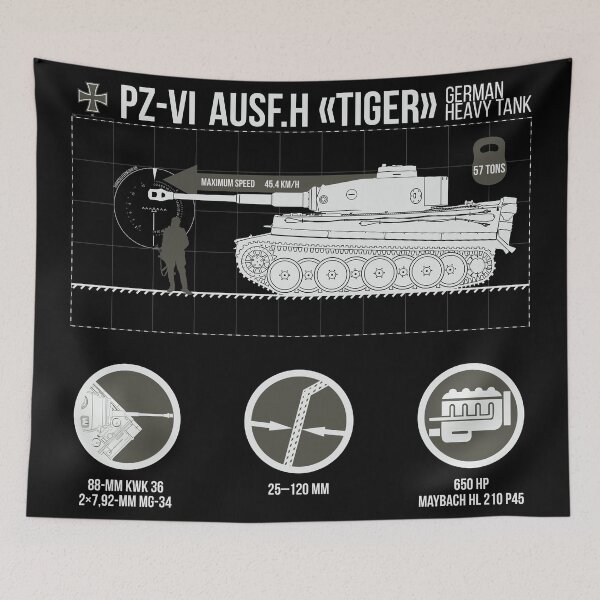 Item preview, Infografía del Pz-VI Ausf. H Tigre en la oscuridad designed and sold by FAawRay.