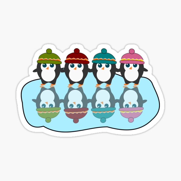 Cute penguins with colorful little beanies Sticker