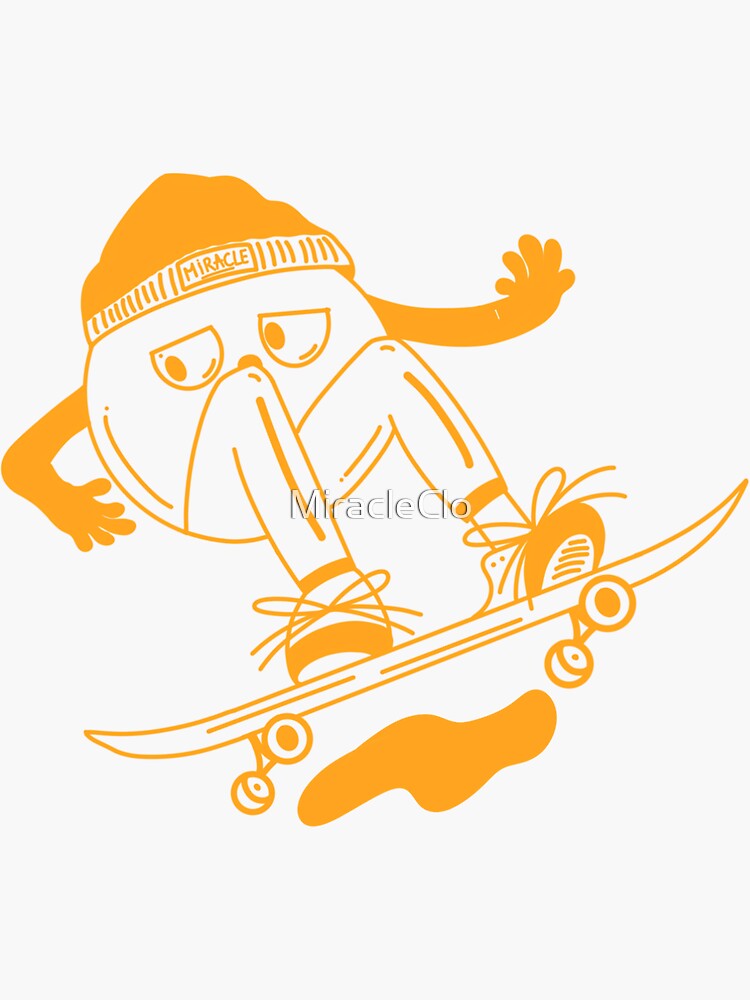 "Old school skate in orange" Sticker for Sale by MiracleClo Redbubble