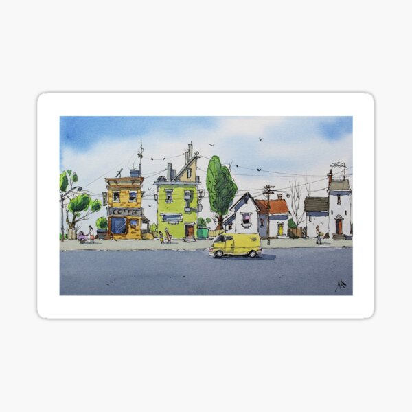 Item preview, Street scene Watercolor line and wash Nil Rocha art designed and sold by NilRochaArt.