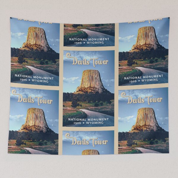 Item preview, Devils Tower National Monument Wyoming Watercolor Vintage designed and sold by KrisSidDesigns.