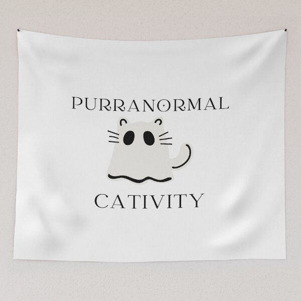 Item preview, Purranormal Cativity Halloween Cat White Background Black Writing designed and sold by ZestyFruit.