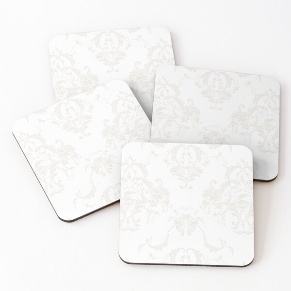 Artikelvorschau, Cream and White Damask Scroll Baroque Pattern Pairs Dutch Boy 2022 Popular Color Simplified White 020W - Colour Trends - Hue - Shade entworfen und verkauft von ColorOfTheYears.
