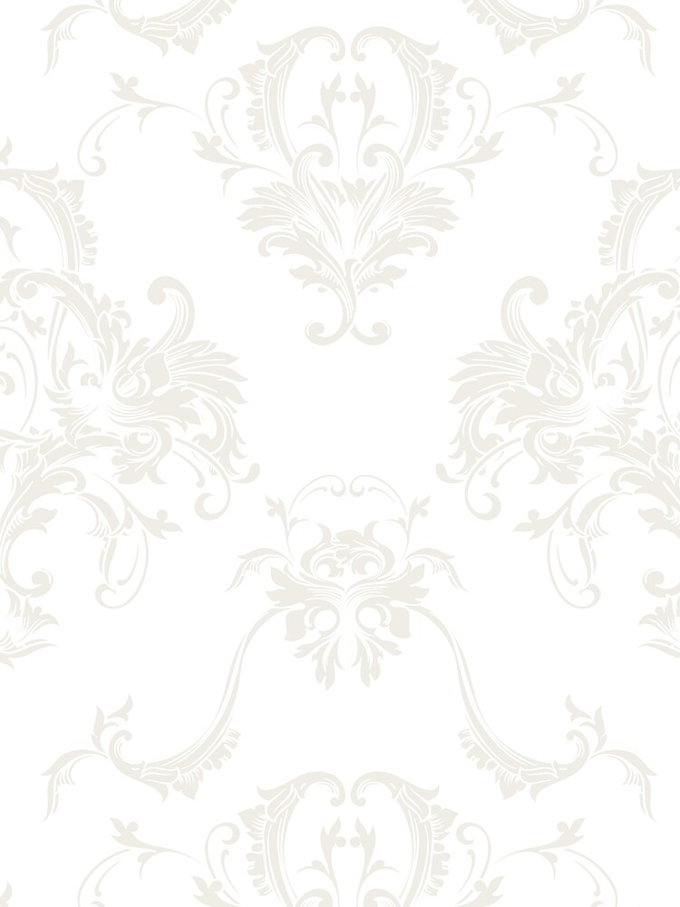 Thumbnail 3 von 3, Tuch, Cream and White Damask Scroll Baroque Pattern Pairs Dutch Boy 2022 Popular Color Simplified White 020W - Colour Trends - Hue - Shade designt und verkauft von ColorOfTheYears.