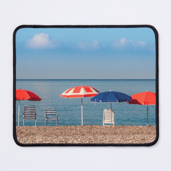 Item preview, Umbrellas on an empty beach designed and sold by Retro Futurist.