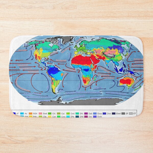 Item preview, Map of Koppen Climate Zones and Ocean Currents designed and sold by ianturton.