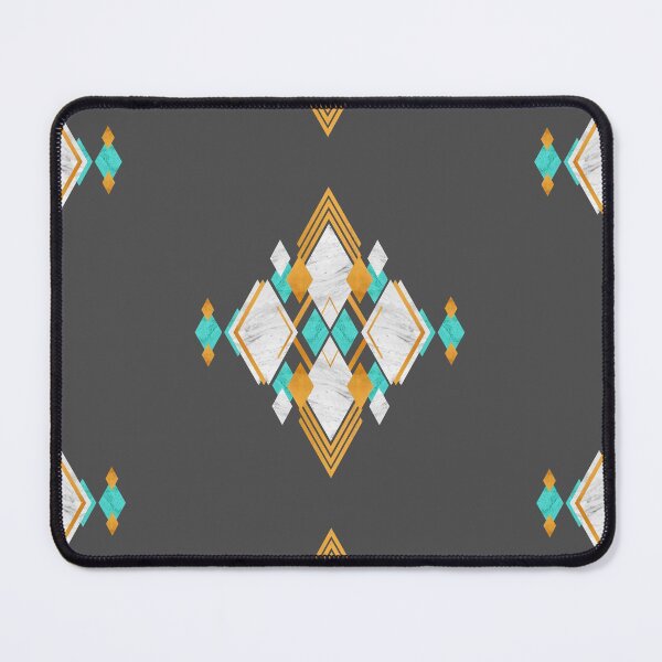 Item preview, Composition of geometric shapes with natural textures of white marble, turquoise rock and gold designed and sold by CiniArt.