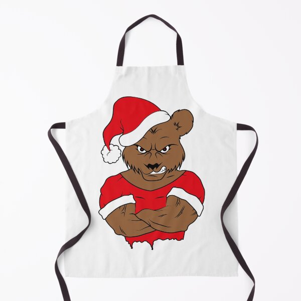Item preview, Big strong muscular bear in red t-shirt and santa claus hat with crossed arms on chest designed and sold by Tsvet04ek.