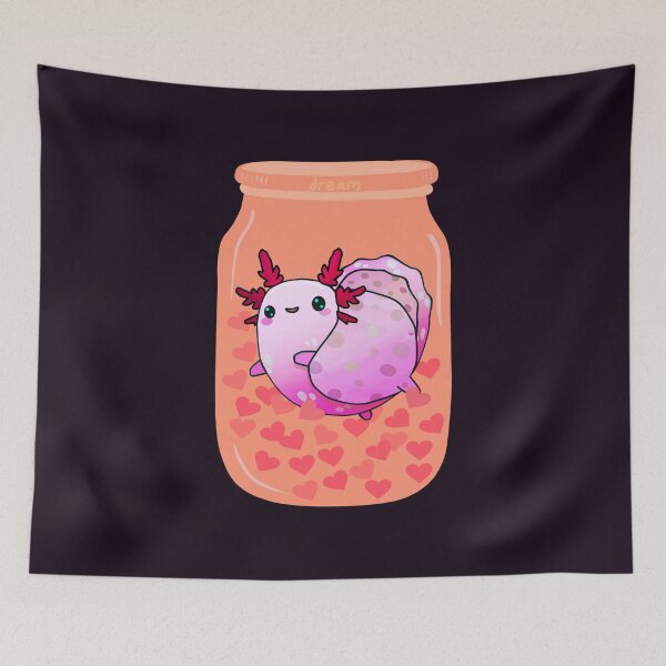 Item preview, Fat Baby Leucistic Axolotl In A Jar Full of Hearts designed and sold by lazarosdesign.