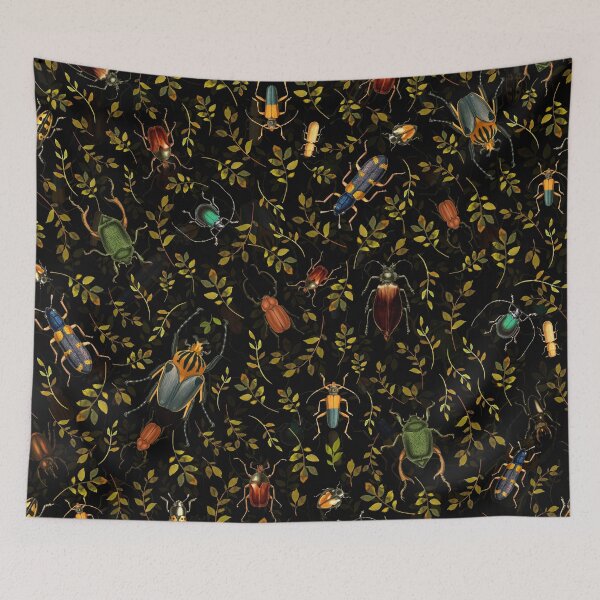 Item preview, Vintage Beetles Pattern Botanical Night Garden Nightgarden designed and sold by UtArt.