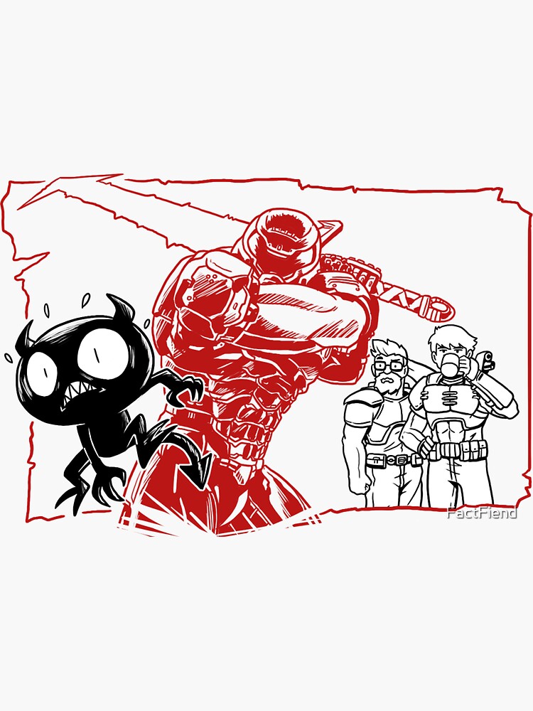 Thumbnail 3 of 3, Sticker, Slaying the Fact Fiend - By Tenshiarts designed and sold by FactFiend.