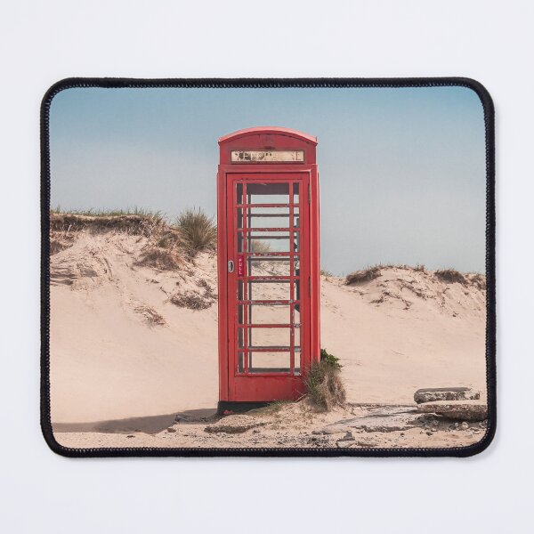 Item preview, Red telephone box on a deserted beach designed and sold by Retro Futurist.