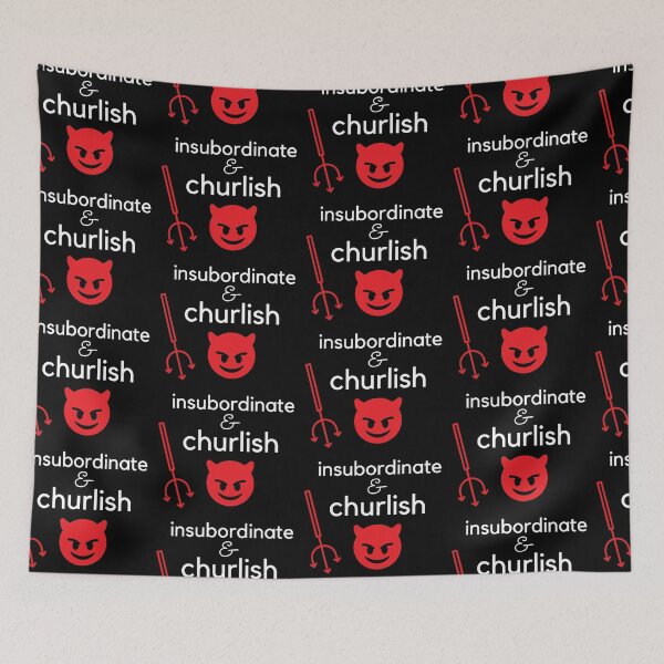 Item preview, S.O.I.L Signs: Insubordinate and Churlish White on Black with Red Devil designed and sold by TheSignsofSOIL.