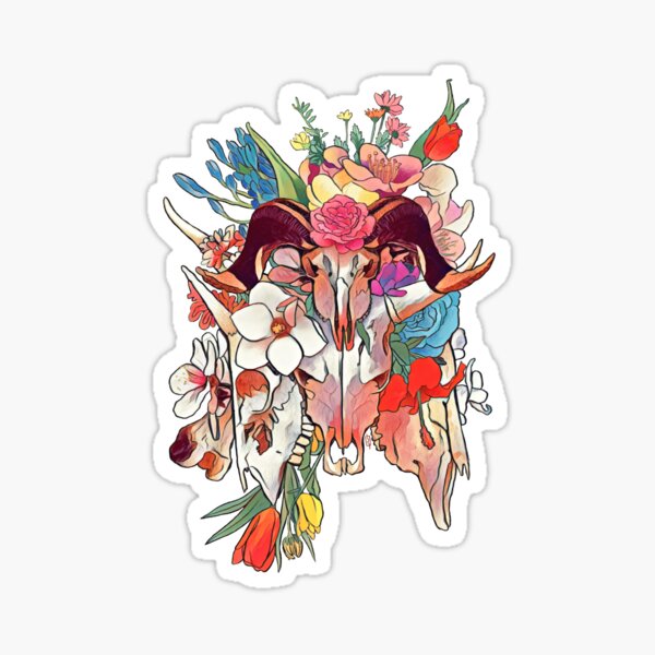 Collage Skulls and flowers Sticker