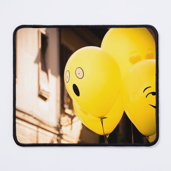 Item preview, Fun yellow Emoji balloons floating as one spots something shocking designed and sold by Retro Futurist.