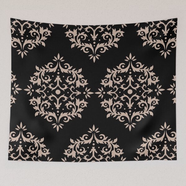 Item preview, Beige and Black Simple Damask Scroll Pattern Pairs Dutch Boy 2022 Popular Color Sand Dunes 410-2DB - Colour Trends - Hue - Shade designed and sold by ColorOfTheYears.