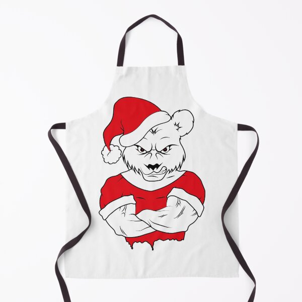 Item preview, Big strong muscular polar bear in red t-shirt and santa claus hat with crossed arms on chest designed and sold by Tsvet04ek.
