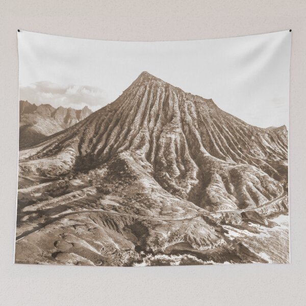 Item preview, Nature, Sea, Ocean, Land, Mountains, Forest, Sky view, Exotic, Tropical, Sepia designed and sold by Magic Love Art Print.