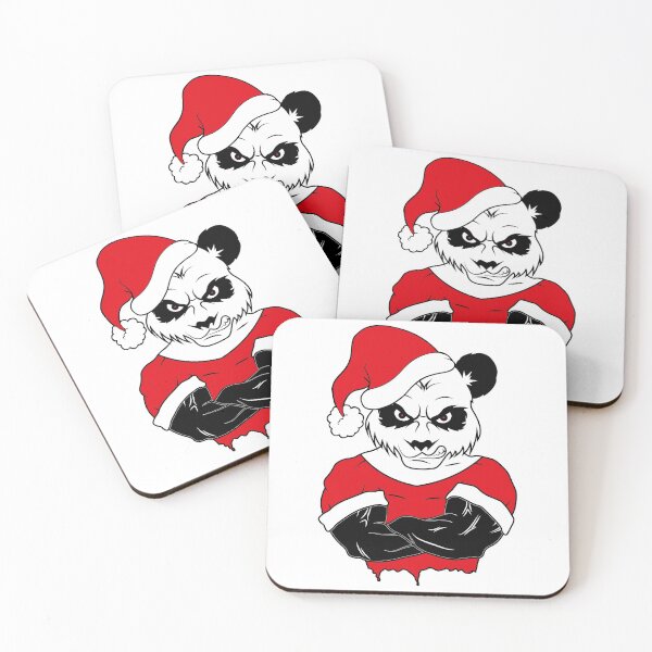 Item preview, Big strong muscular panda bear wearing a red t-shirt and santa claus hat with crossed arms on his chest designed and sold by Tsvet04ek.