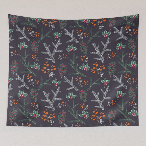 Item preview, Seamless pattern with floral branches winter christmas hand drawn texture background designed and sold by fuzzyfox.