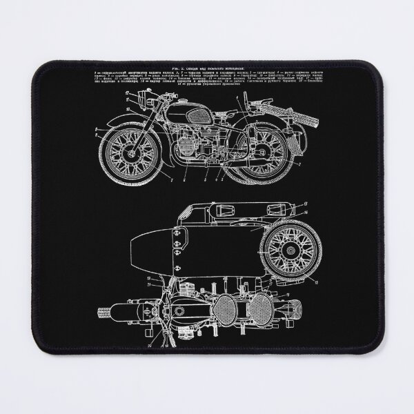 Item preview, Vintage KMZ Dnepr-12 Motorcycle Diagram (White - Black Background) | Общий Вид Мотоцикла Днепр-12 designed and sold by UrsusRenegade.