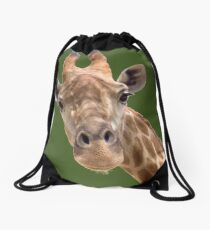 Funny giraffe Drawstring Bag