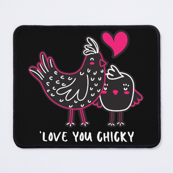 Item preview, Love You Chicky. Mother And Baby Chicken. Bright Pink White Line Drawings. Handwritten Text designed and sold by JellyBeenzz.