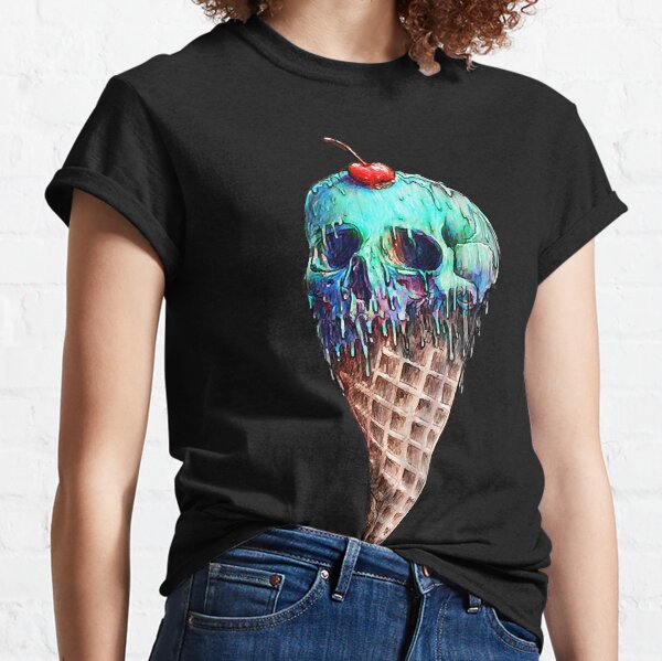 Cool Ice Cream Character with Surfboard Womens T-Shirt Cool Ice Cream Character with Surfboard Womens T-Shirt