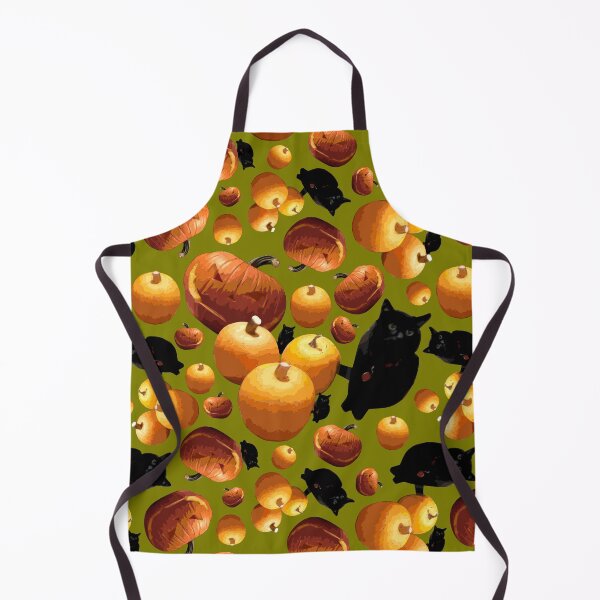 Item preview, Black Cat and Pumpkins Tossed on Yellow Green Repeat 5748 designed and sold by Art in My Loft.