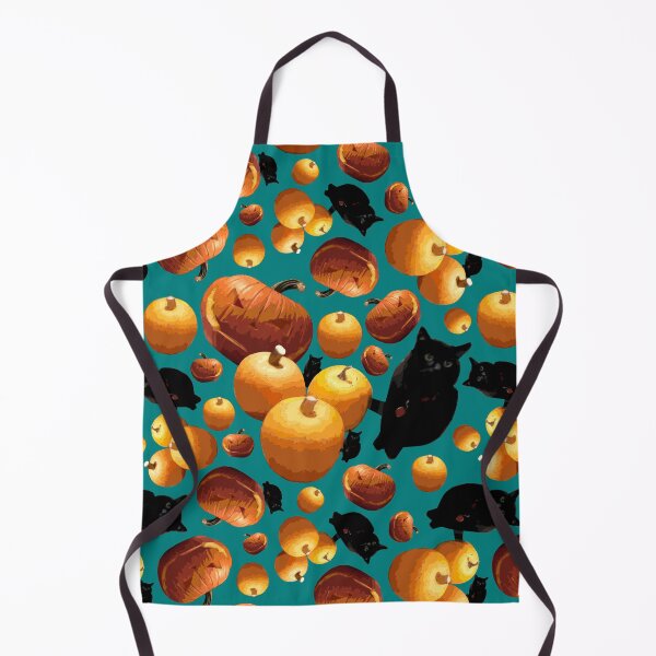 Item preview, Black Cat and Pumpkins Tossed on Teal Repeat 5748 designed and sold by Art in My Loft.