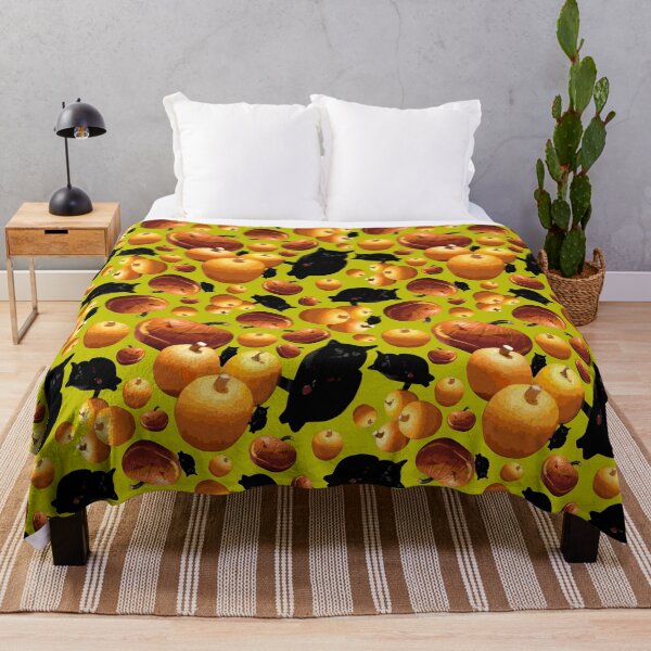 Item preview, Black Cat and Pumpkins Tossed on Yellow Green Repeat 5748 designed and sold by Art in My Loft.