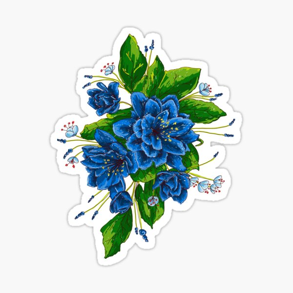 bunch of blue flowers Sticker