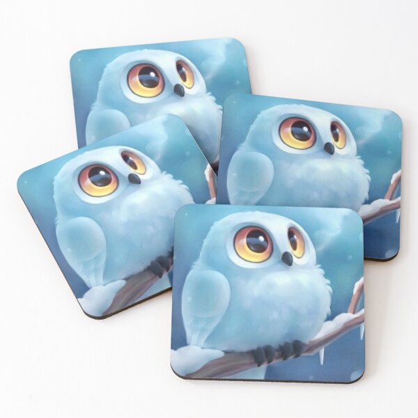 Item preview, Snow White Winter Big Eye Owl designed and sold by Rowena Jones.