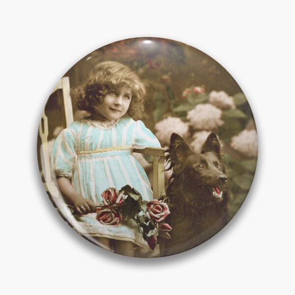 Item preview, Vintage image of girl with Groenendael designed and sold by BelgianDogs.