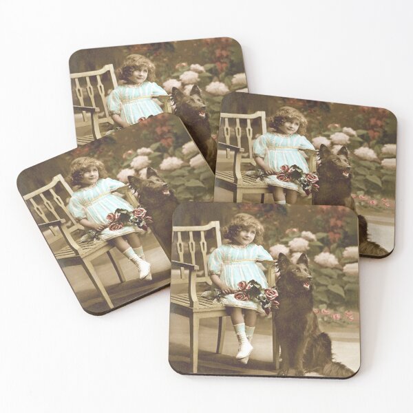 Item preview, Vintage image of girl with Groenendael designed and sold by BelgianDogs.