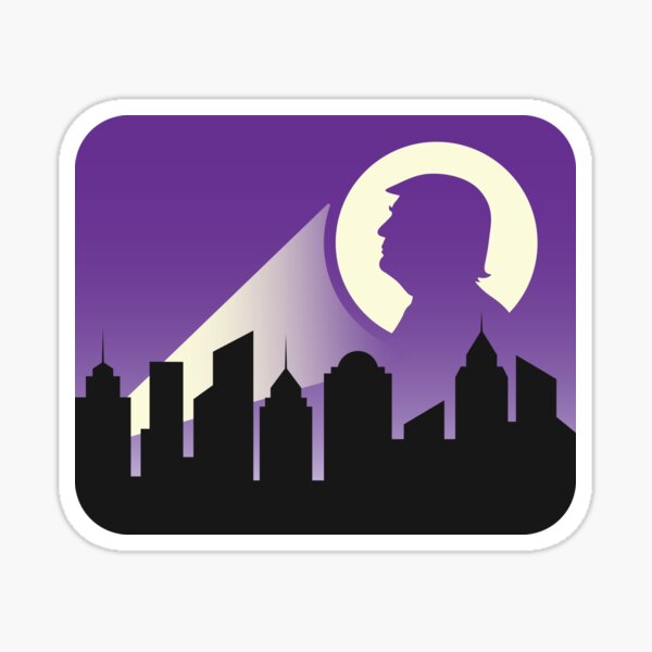 Vista previa del artículo con la obra «Pegatina Señal de murciélago Trump», diseñado y vendido por MoldyDonutArt.